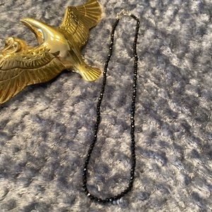 Genuine Thai black spinel bead necklace 18 inches 925 Sterling 33 carats